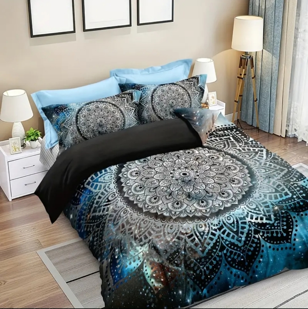 🐒3pcs Mandala Galaxy Ramadan Decoration Queen Bedding